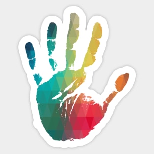 Rainbow color handprint Sticker